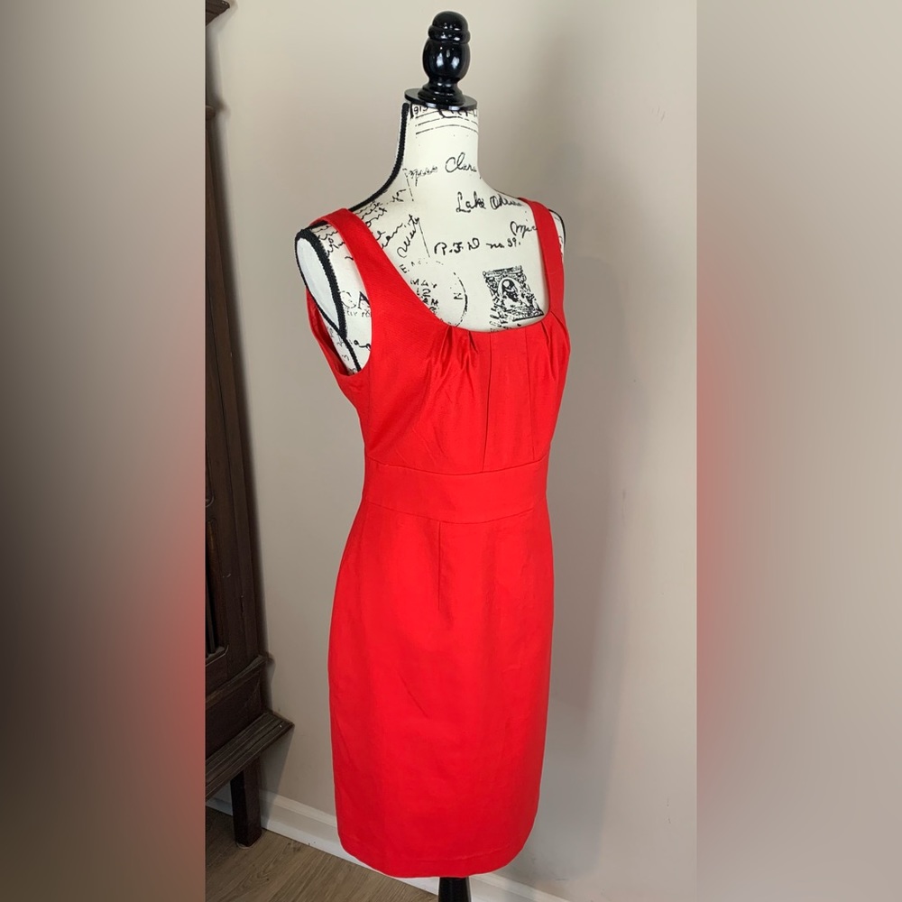 Rafella Red Cotton Sheath Sundress Dress